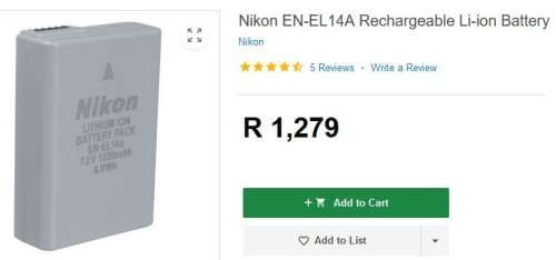 NIKON EN-EL14a Rechargeable Li-ion Battery