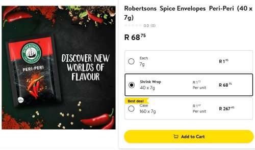 Box of Robertsons Peri Peri Spice Envelopes  (40 x 7 g)