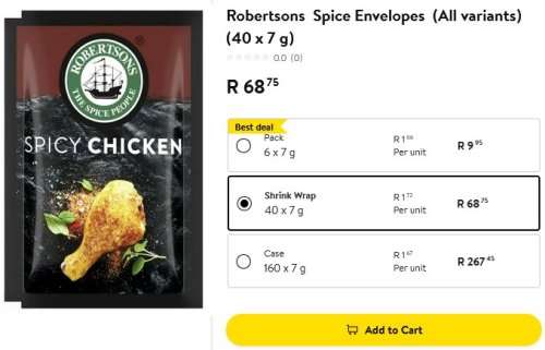 Box of Robertsons Spicy Chicken Spice Envelopes  (40 x 7 g)