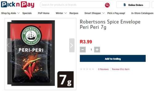 Large Box of 4.2kg Robertsons Peri Peri Spice Envelopes