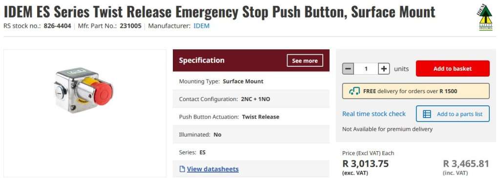 New IDEM E-Stop Switch - Retail R3465