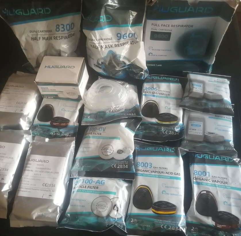 Large Lot Huguard Respirators and filters.  Value over R8000