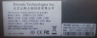 BITMAIN AntMiner APW3 -12-1600 PSU