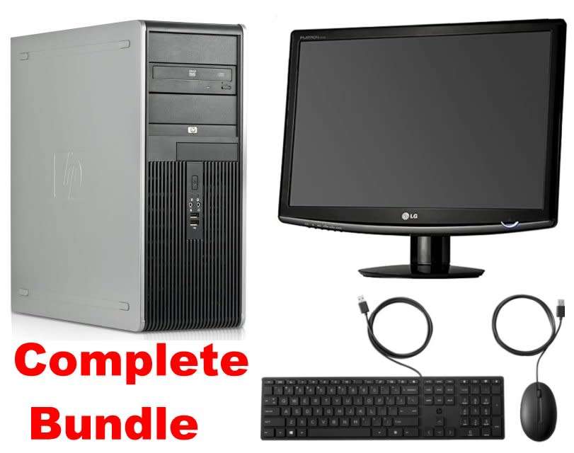 Complete Setup.  HP PC, Monitor, Keyboard, Mouse and cables.