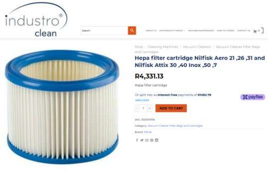 Nilfisk / WAP Vacuum Cleaner Hepa Filter Cartridge