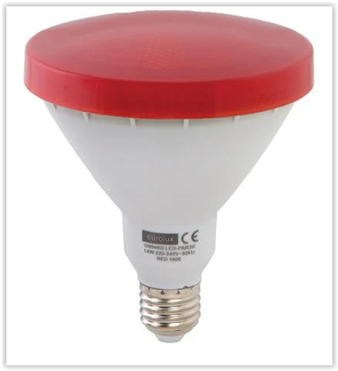 EUROLUX Red E27 14W Colour PAR38 Reflector LED - LED PAR38 E27 - G994BL