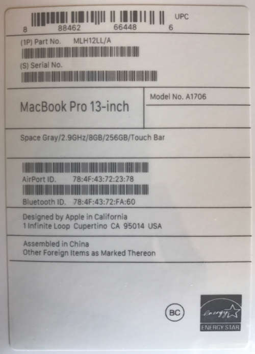 BRAND NEW 2016 Apple MacBook Pro 13" Retina i5 2.9GHz / 8GB / 256GB Flash / Touch Bar + 1YR WARRANTY