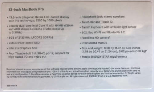 BRAND NEW 2016 Apple MacBook Pro 13" Retina i5 2.9GHz / 8GB / 256GB Flash / Touch Bar + 1YR WARRANTY