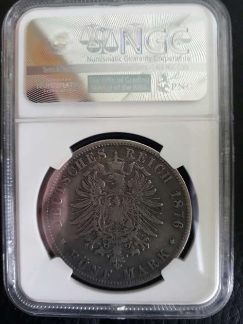 1876 Germany Silver 5 Mark F12