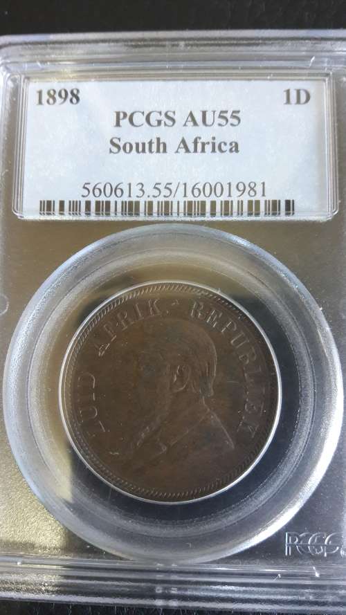 1898 ZAR Penny AU 55 - PCGS (Book value R2000)