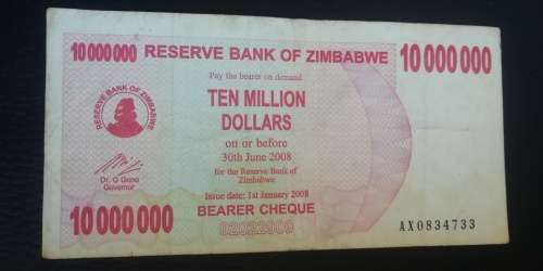 2008 Zimbabwe 10 Million Dollars