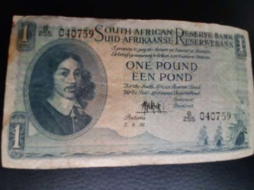 1956 One Pound Signed by M H de Kock