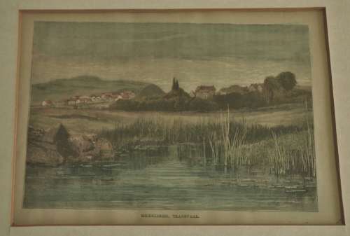 Antique steel plate engraving - Heidelberg, Transvaal