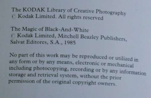 'The magic of black and white' by Kodak ISBN705415538