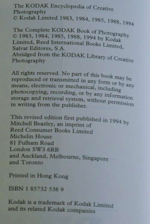 'The Complete Kodak Book of Photography' by Kodak ISBN1857325389