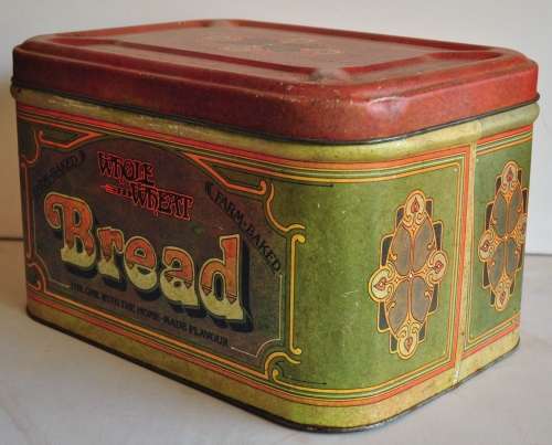 Vintage bread tin with Art Nouveau style decoration