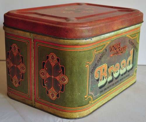 Vintage bread tin with Art Nouveau style decoration