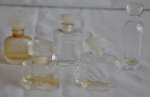 Lot of 9 miniature perfume bottles
