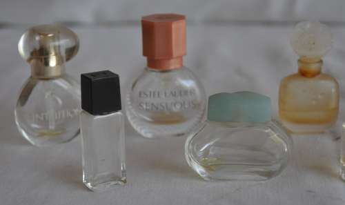 Lot of 9 miniature perfume bottles