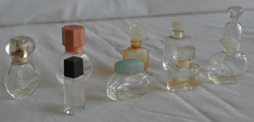 Lot of 9 miniature perfume bottles
