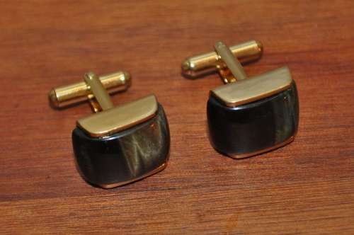Vintage Gold Tone and Jasper Cufflinks