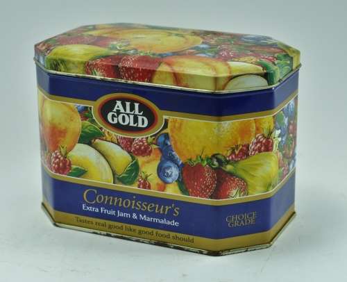 Collectible All Gold Connoisseur`s Extra Fuit Jam and Marmalade Tin