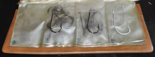Job Lot - Booklet filled with Mustad Fishing Hooks and Barrel Swivels