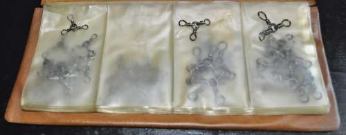 Job Lot - Booklet filled with Mustad Fishing Hooks and Barrel Swivels