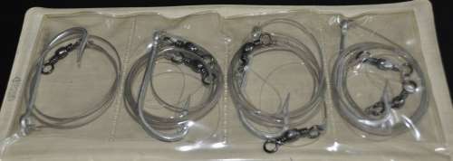 Job Lot - Booklet filled Steel wire traces for shark fishing with Mustad Hooks
