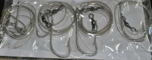 Job Lot - Booklet filled Steel wire traces for shark fishing with Mustad Hooks