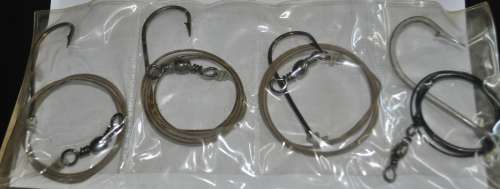 Job Lot - Booklet filled Steel wire traces for shark fishing with Mustad Hooks