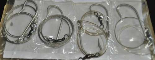 Job Lot - Booklet filled Steel wire traces for shark fishing with Mustad Hooks
