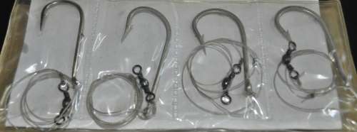 Job Lot - Booklet filled Steel wire traces for shark fishing with Mustad Hooks
