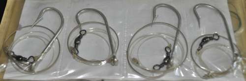 Job Lot - Booklet filled Steel wire traces for shark fishing with Mustad Hooks