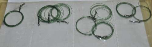 Job Lot - Booklet filled Steel wire traces for shark fishing with Mustad Hooks