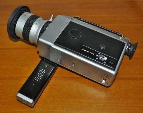 Super-8 Canon cine camera Auto Zoom 814 cased, cap, manual, and 3 extra Soligor lenses