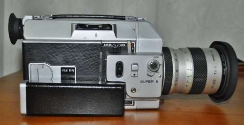 Super-8 Canon cine camera Auto Zoom 814 cased, cap, manual, and 3 extra Soligor lenses