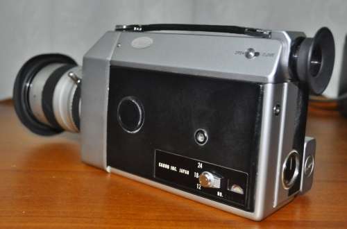 Super-8 Canon cine camera Auto Zoom 814 cased, cap, manual, and 3 extra Soligor lenses