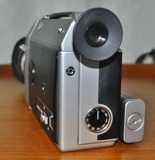 Super-8 Canon cine camera Auto Zoom 814 cased, cap, manual, and 3 extra Soligor lenses