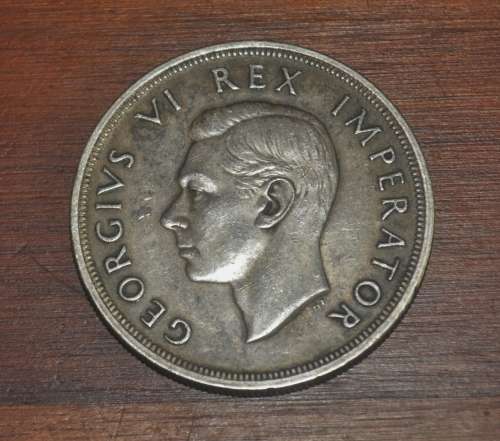 1947 South Africa 5 Shilling 80% Silver Coin