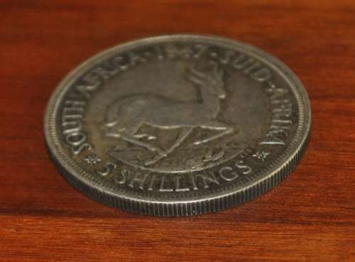 1947 South Africa 5 Shilling 80% Silver Coin