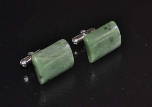 Vintage silver-tone Jade cufflinks