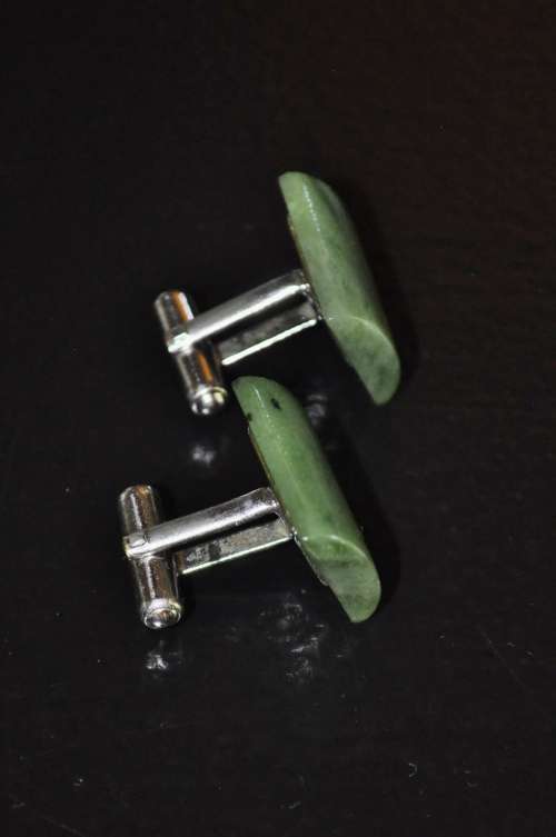 Vintage silver-tone Jade cufflinks