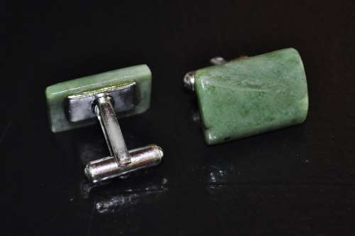 Vintage silver-tone Jade cufflinks