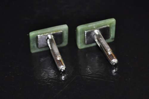 Vintage silver-tone Jade cufflinks