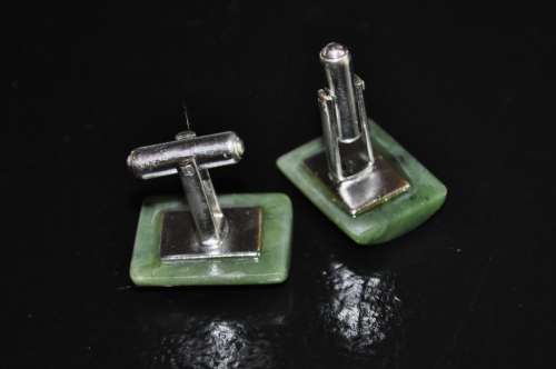 Vintage silver-tone Jade cufflinks