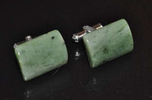 Vintage silver-tone Jade cufflinks