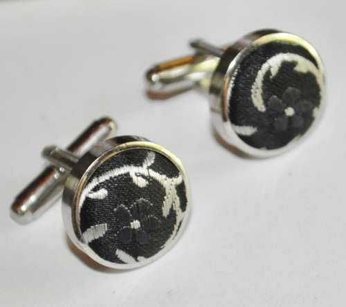 Silver-tone woven cufflinks (unisex)
