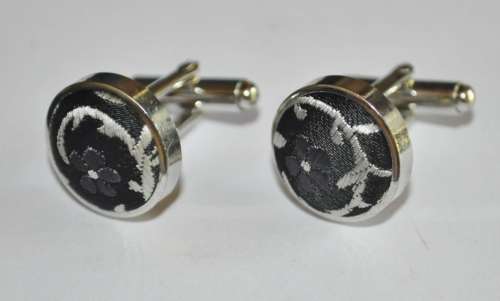 Silver-tone woven cufflinks (unisex)