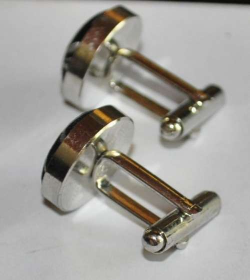 Silver-tone woven cufflinks (unisex)